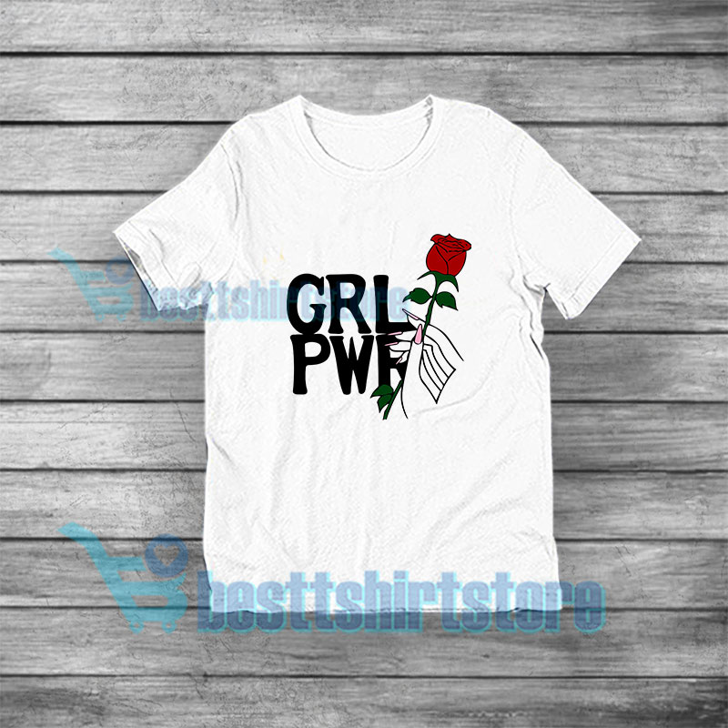 Girl Power Hand Up With Rose T-Shirt