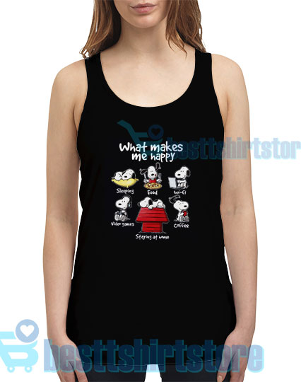 Snoopy Rountine Tank Top What Makes Me Happy S - 2XL
