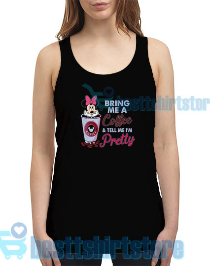 Get It Now Cute Minnie With Coffee Tank Top S - 2XL